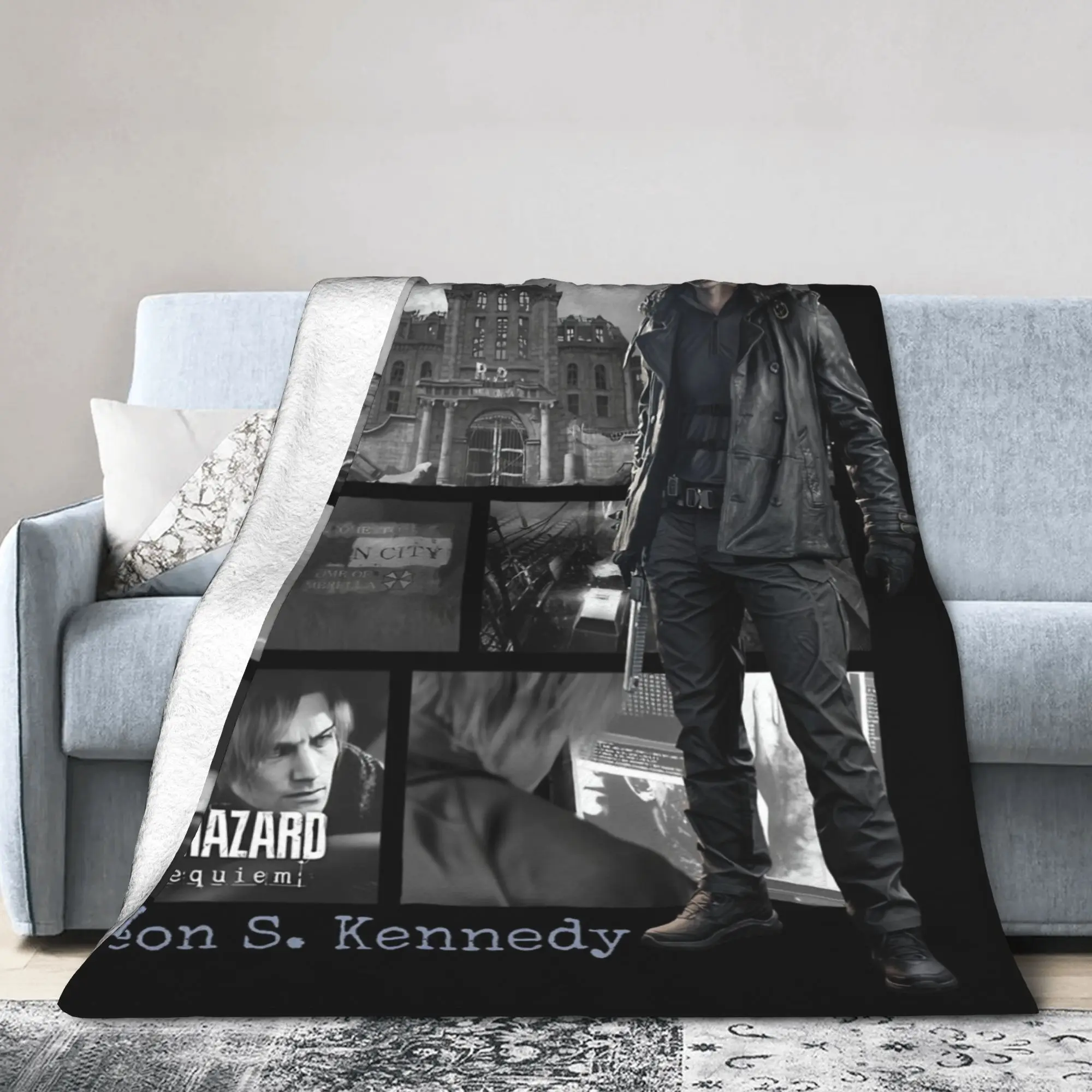 Residents Evils Requiem Leon S Kennedy Blankets Flannel Print   Multifunction Warm Throw Blanket for Bed Office Bedspreads