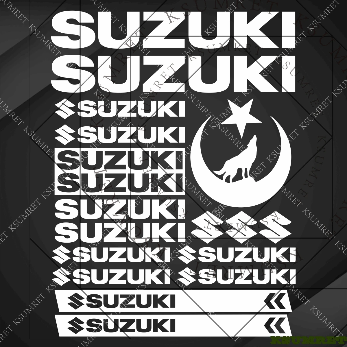 

Vinyl Suzuki Sticker Decals Tank Logo Set Helmet Emblem Kit