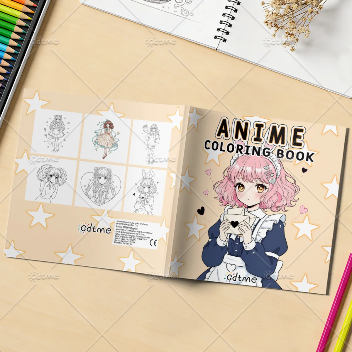Anti-Angst Anime-Malbuch für Erwachsene Stressabbau DIY Mal- und Zeichenkunst-Aktivitätsbuch Perfektes Geschenk zur Entspannung – Detail 3
