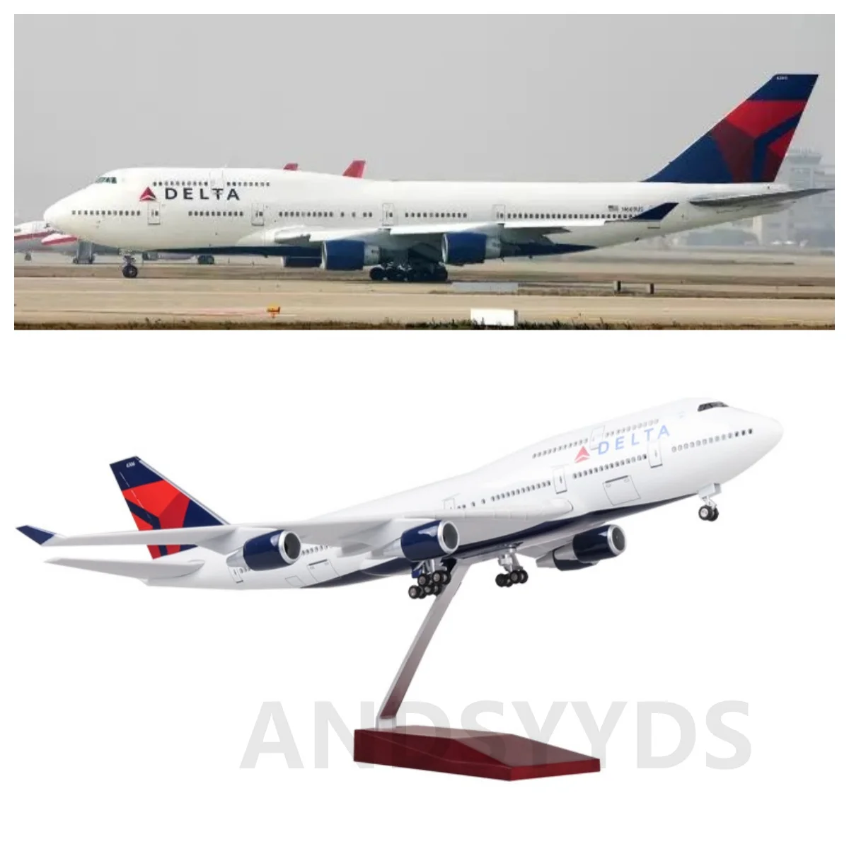 

1/150 Scale 47cm B747 Aircraft DELTA Airline Model W Light and Wheel Diecast Resin Plane Model Souvenir Plane Toy For Collection