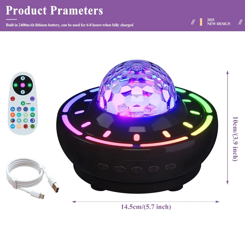 

Projector Night Table Lamp Atmosphere Smart Environment Desktop Star Speaker Flash Wireless Charging Bar Rhythm RGB Music Light