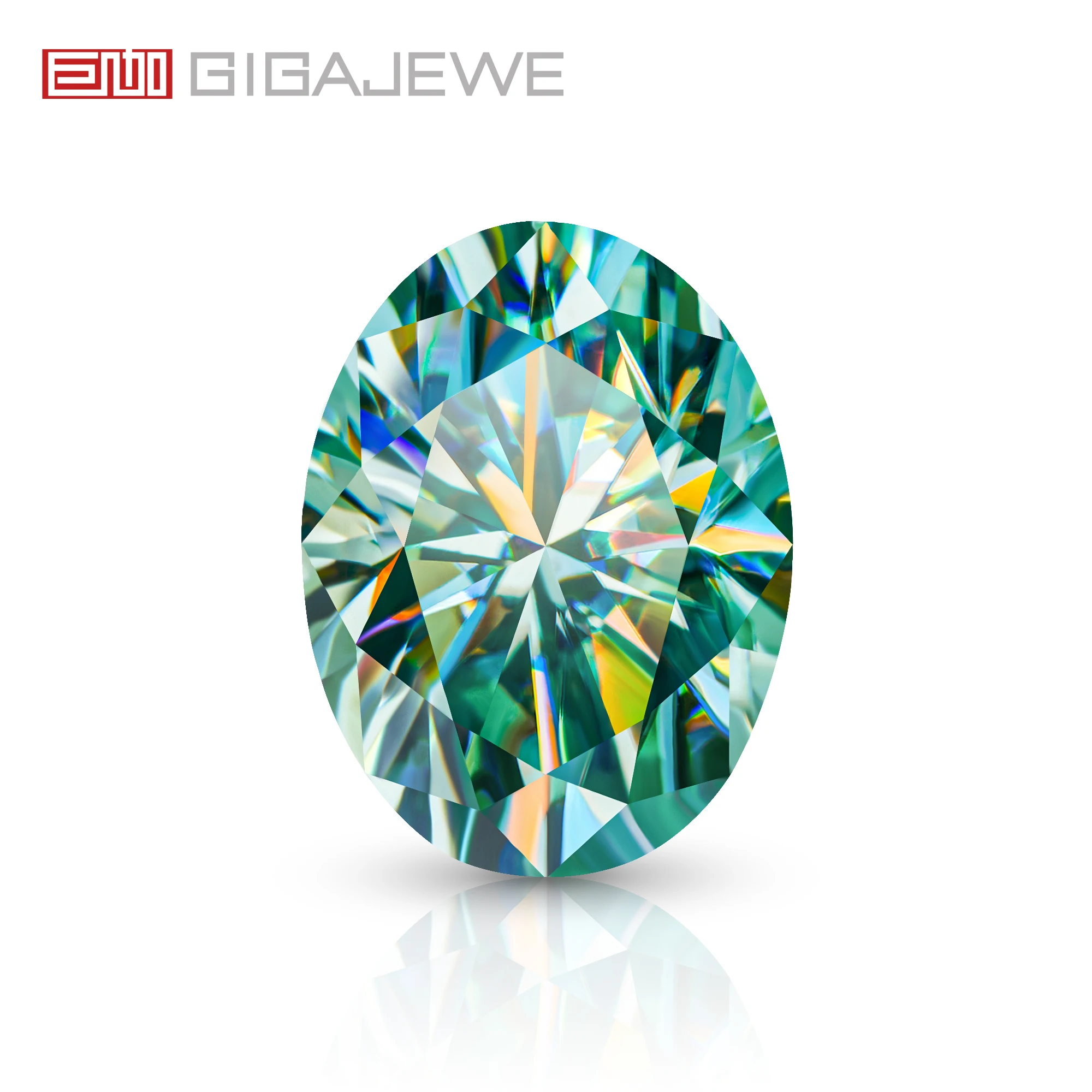 

GIGAJEWE Cyan Oval Cut Moissanite Loose Stone Handmade Excellent Cut FL VVS1 Gemstone for Jewelry Making