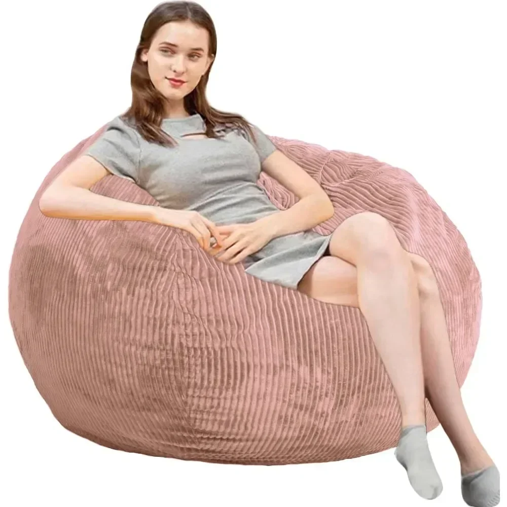 Bean Bag Chairs with Faux Rabbit Fur Cover, 4 ft Giant Memory Foam Bean Bag Chairs with Filling,Ultra Soft Faux Fur Fabric