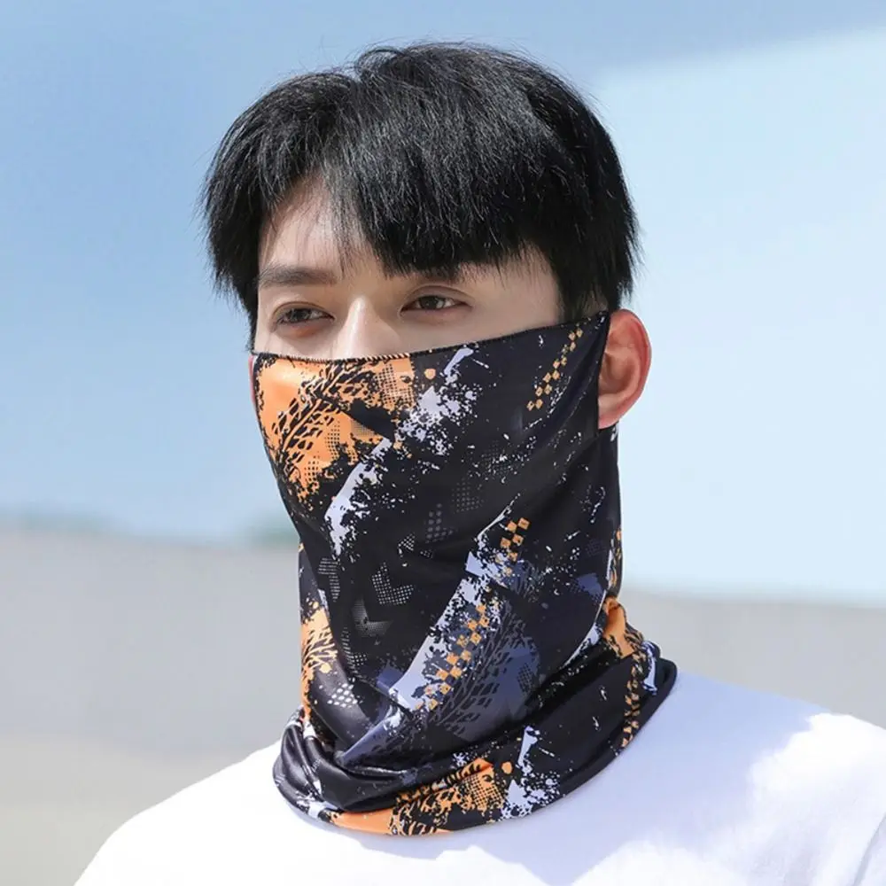 

Bicycle Headwear Breathable lce Silk Bandana Elastic Hanging Ear Cool Face Scarf Face Cover Scarf Men Women