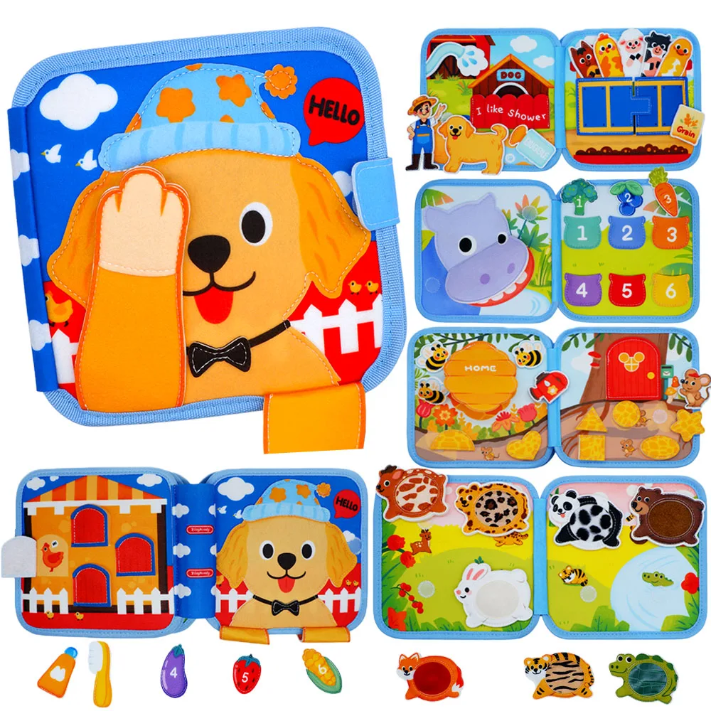 Montessori Toy Toddlers Busy Board 3D Felt Book Educational Activity Book Fine Motor Skills Washable Felt Busy Board Kid Gifts - view 5