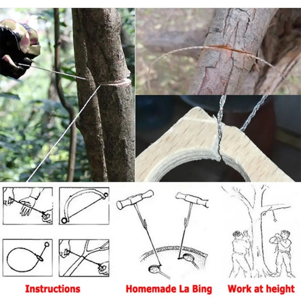 4-strand Survival Rope Saw Portable Stainless Steel Stainless Steel Wire Saw Comfortable Grip Wear Resistant Sawing Trees