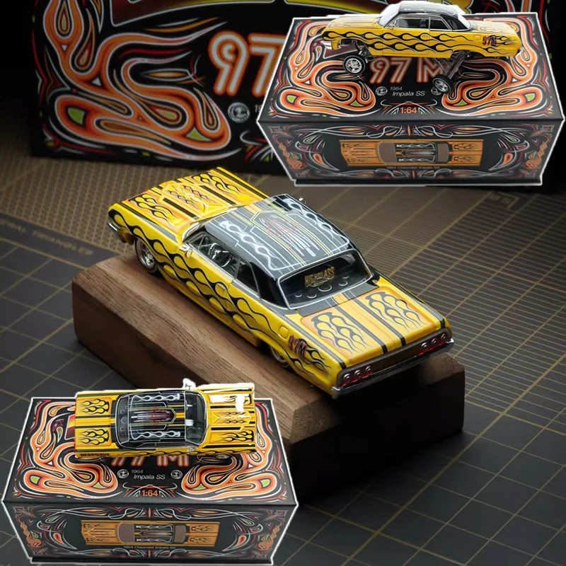 97M 1:64 Scale Impara SS Lowrider Alloy Simulation Car Model Adult Collection Decoration Gift Static Display