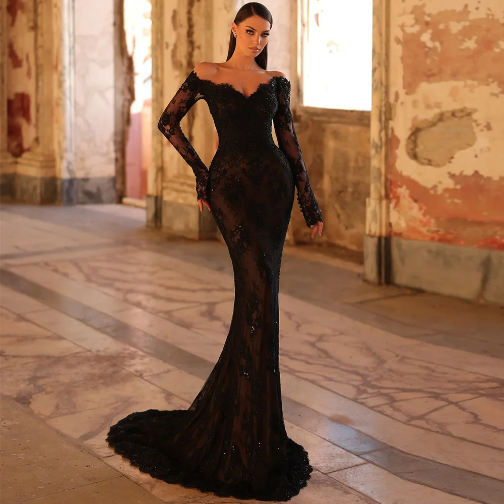 Sexy Sweetheart Long Sleeves Customized Evening Dress Appliques Lace Vestido De Noche Delicate Mermaid Bespoke Occasion Gowns