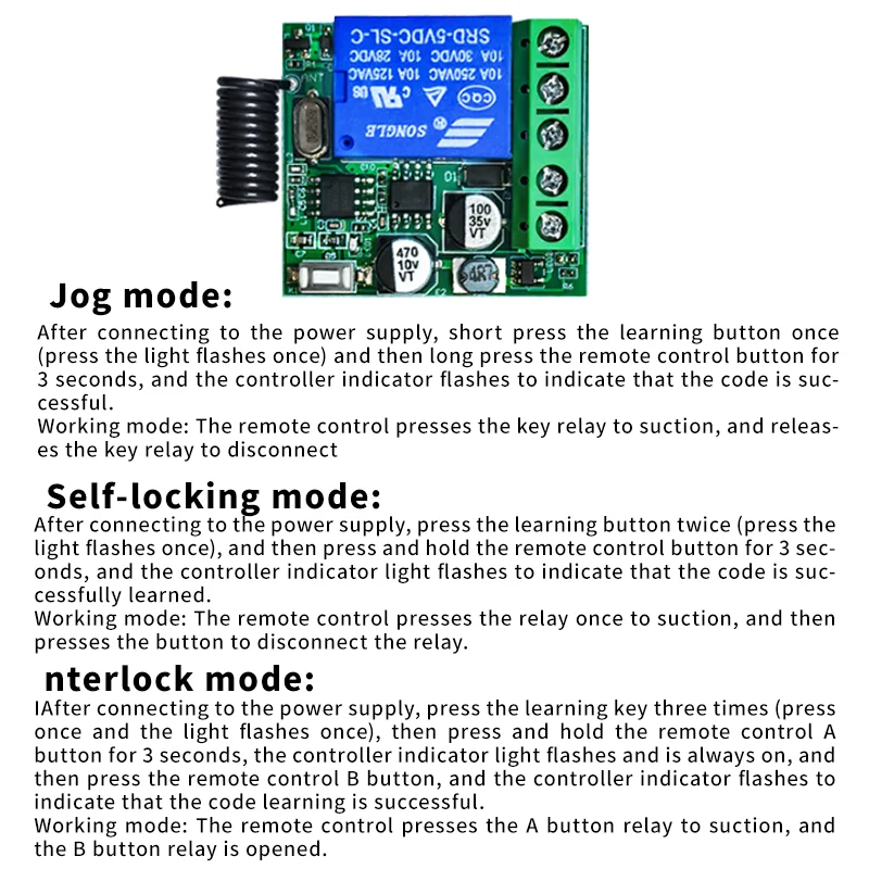 مفتاح تحكم عن بعد لاسلكي 433 ميجا هرتز تيار مستمر 12 فولت 1CH وحدة التتابع استقبال EV1527 استقبال التتابع وجهاز إرسال 2CH