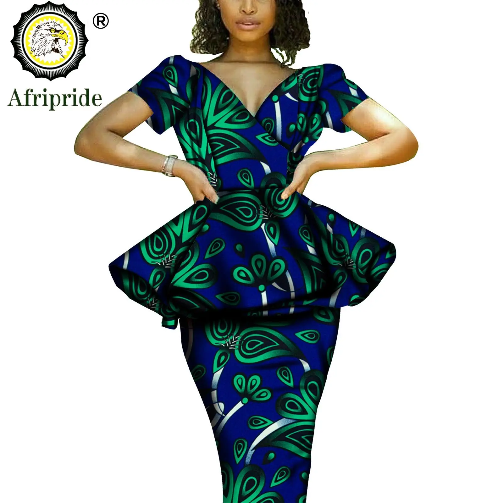 African 2 Piece Set for Women Dashiki Tops Print Skrit  Ankara Clothing Wax Attire Blouse Shirt AFRIPRIDE S1926004