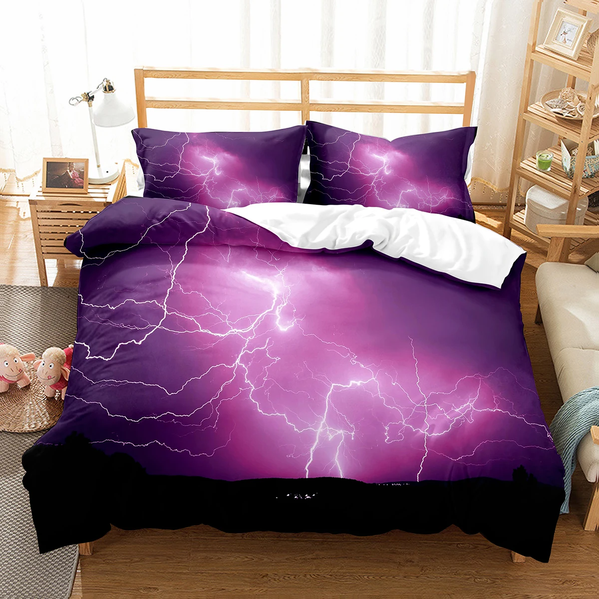 

Lightning Duvet Cover Set King Queen Single Size Polyester Comforter Cover For Kids Teens Adults Bedding Set With Pillowcase
