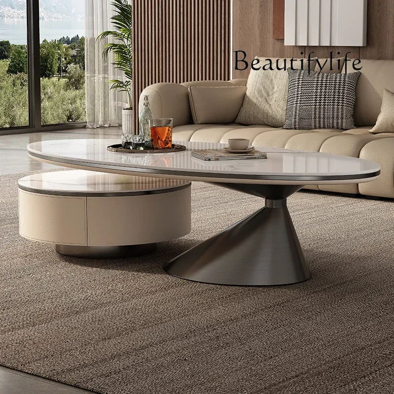 

05 FG17New light luxury modern simple rock slab coffee table special-shaped small apartment villa living room home fashion