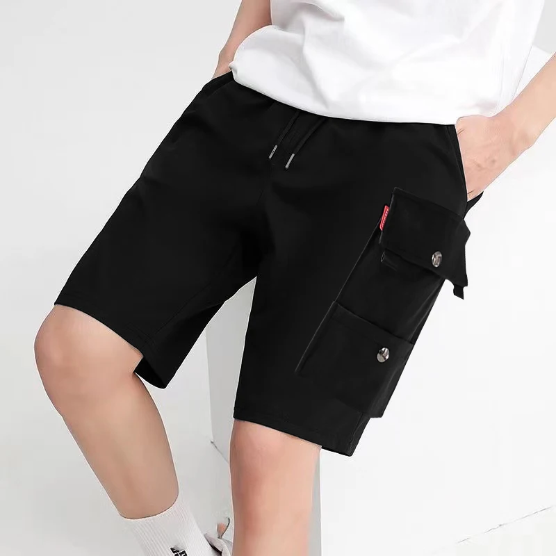 Black cargo shorts men\'s summer thin style high street brand loose large size pants