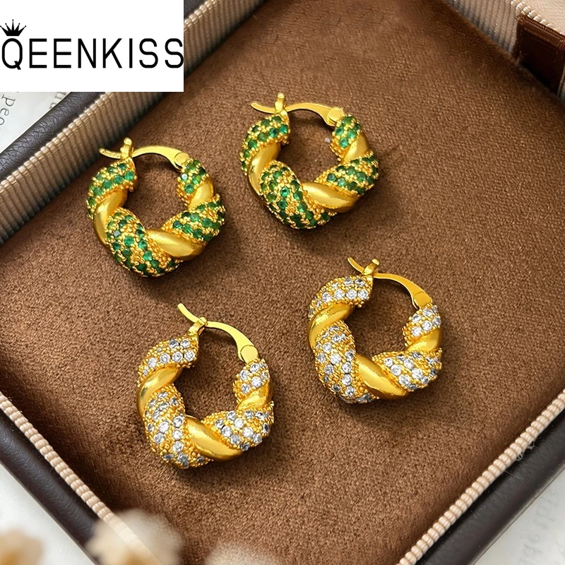 

QEENKISS 24KT Gold Shiny Roumd Hoop Earrings For Women Wedding Party Birthday Christmas Bride Mother Girl Ladies Gifts EG5537
