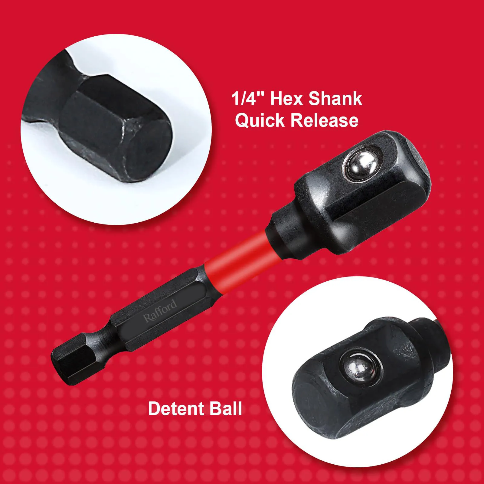 Rafford 3-teiliges Schlagschrauber-Adapter-Set, 1/4 Zoll 3/8 Zoll und 1/2 Zoll Antrieb, passen Sie Ihren Bohrmaschinen an einen Schlagschrauber mit hohem Drehmoment an – Detail 2
