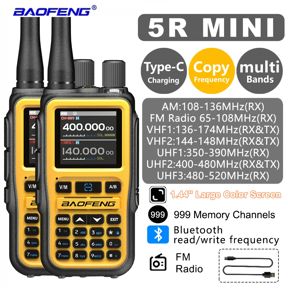 5r-mini-baofeng-talkie-walkie-bluetooth-app-lecture-ecriture-frequence-usb-c-charge-radio-bidirectionnelle-999ch-multi-bande-5rmini-radio-amateur-2-pieces