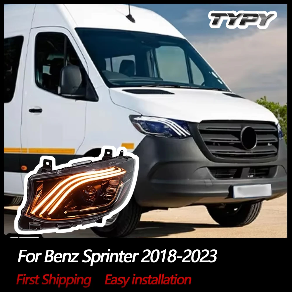 

Автомобильные фары TYPY для Benz Sprinter, фары 2018-2023, светодиодные фары для проектора, дневные ходовые огни, автомобильные аксессуары