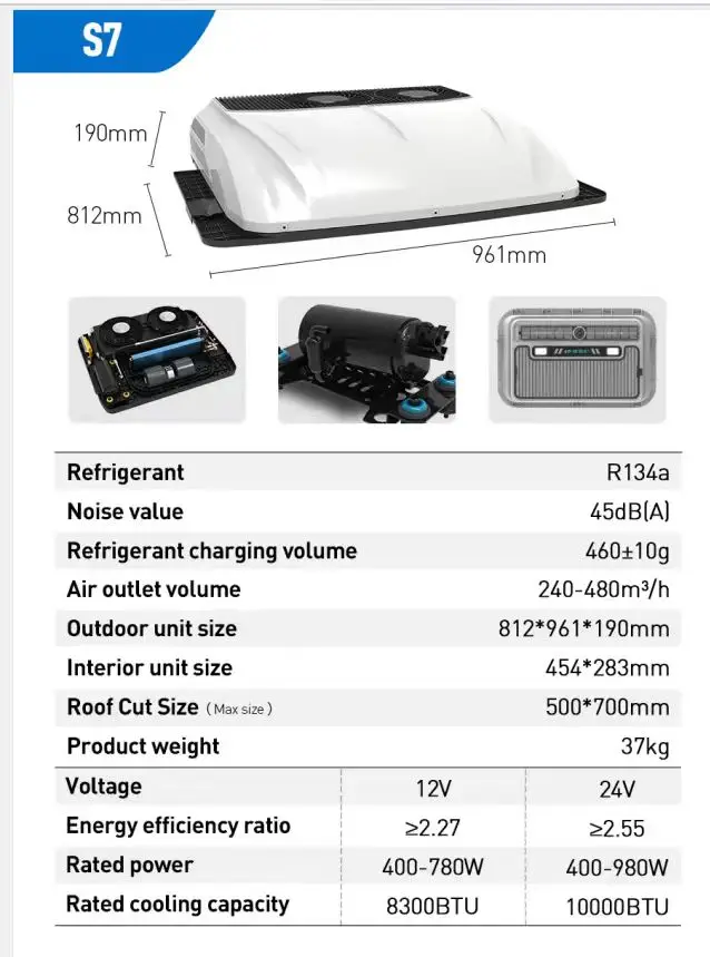 2026 Design 24V Roof Top Parking Air Conditioner 10000BTU Top Mounted Heavy Truck Cabin Cooler Electric Scroll Compressor