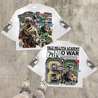 Vintage Warzone 69 Peace Graphic 100% Cotton T-Shirt Cropped Tees Men's Vintage Casual Top Men's harajuku  men clothing