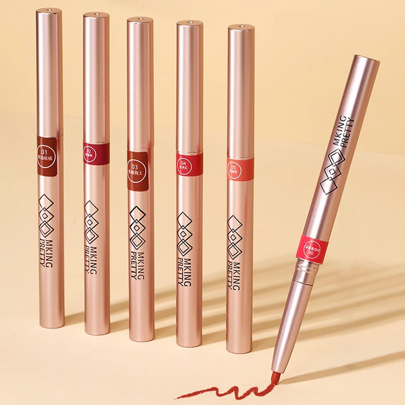 6 สีหมุน Lip Liner ลิปสติกปากกากันน้ํา Lasting Plump ลิปสติก Natural Outline Lips Contour Line แต่งหน้า Lipliner ปากกา