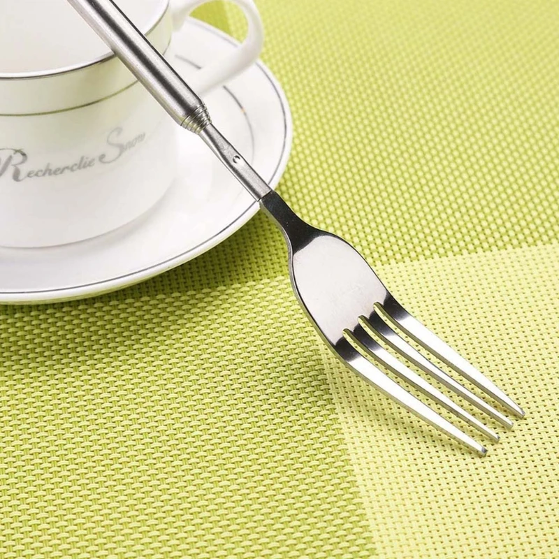 BBQ Telescopic Extendable Fork Dinner Fruit Dessert Long Handle Cutlery Forks top sale，dinner forks dinner forks stainless