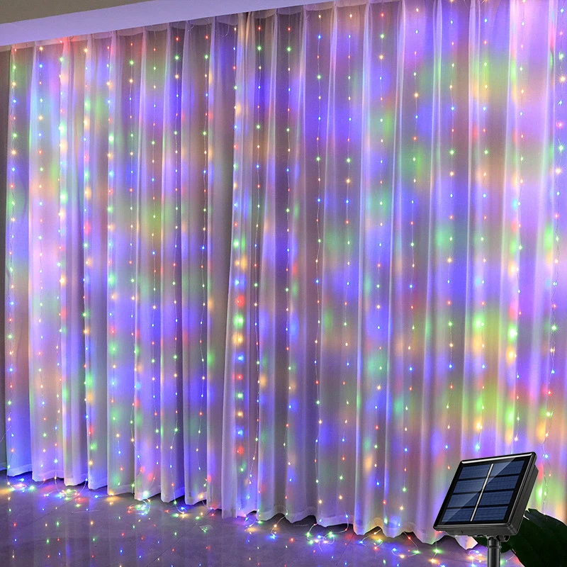 IEEYEEY Solar LED Vorhang Licht Outdoor Girlande Solar Fee String Licht Pavillon Garten Party Urlaub Weihnachten Decor Kupfer Draht Lampen 5