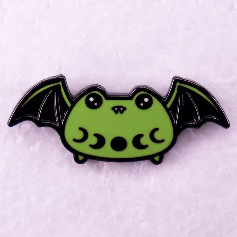 Cute cartoon halloween frog bat moon phase Enamel Pin badge brooch jewelry Gift