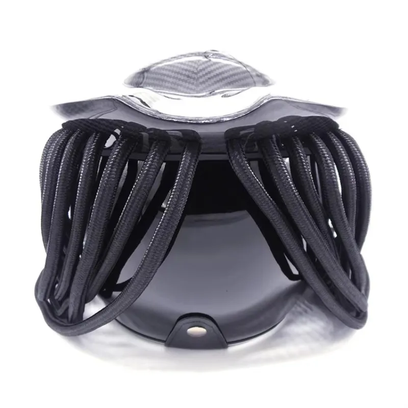 New Ruihai Carbon Fiber Black Predator Full Face Motorcycle Helmet WJ1500 Model Personalized High-grade Retro Halley 1 Year