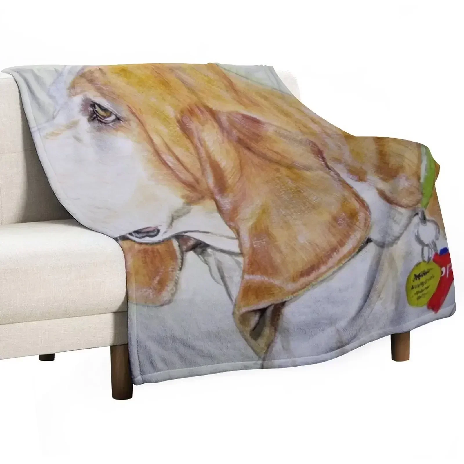 

Lemon and White Basset Hound Throw Blanket Quilt Cute Retros Blankets