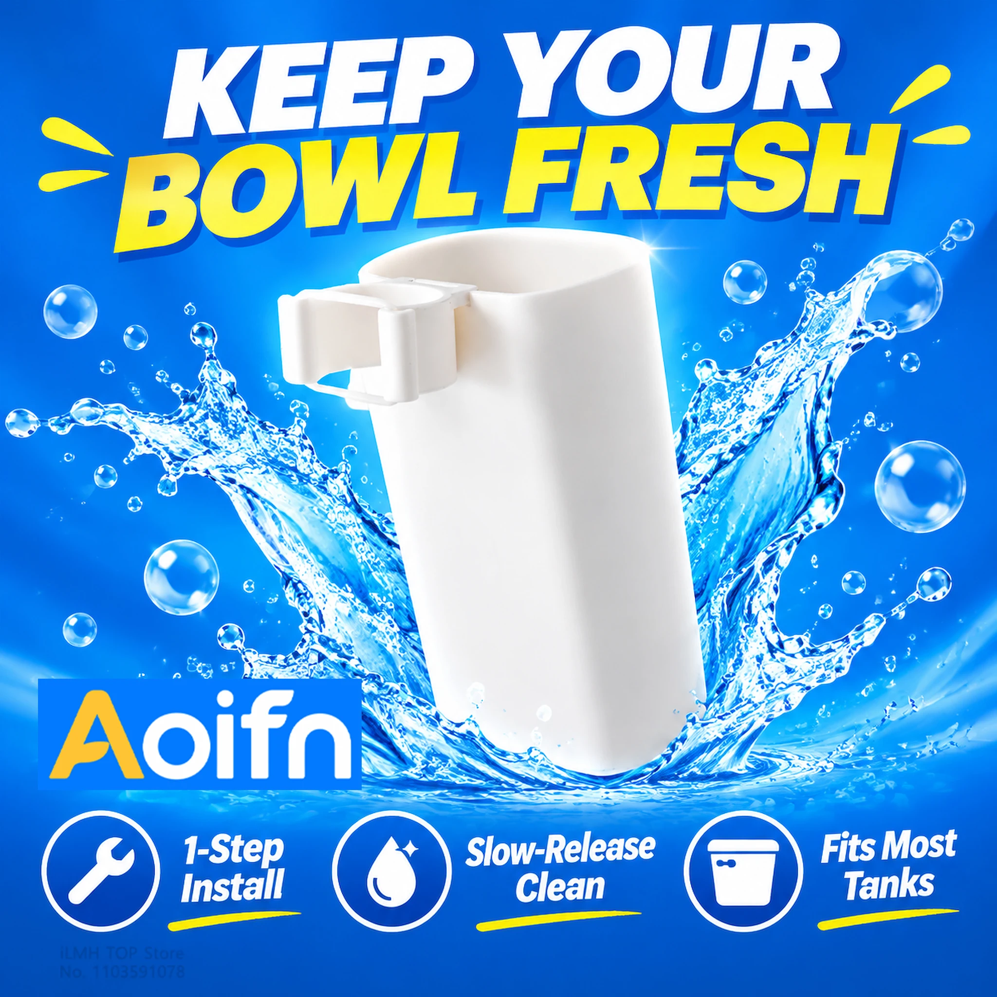 Aoifn Toilet Cleaner Dispenser, Overflow Pipe Mounted Holder, Slow Release Tablet Box, for Toilet Tank Bathroom Daily Cleaning