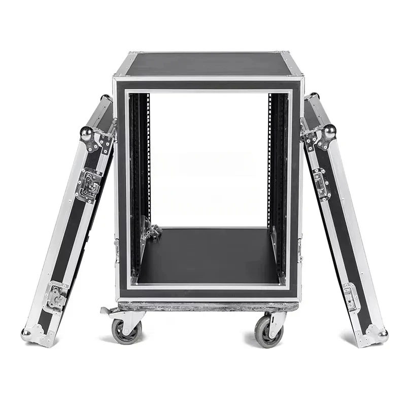 Aluminum Workstation Speaker Rack with Video Drawer Utility Flight Road Cases Portable Folding DJ Table