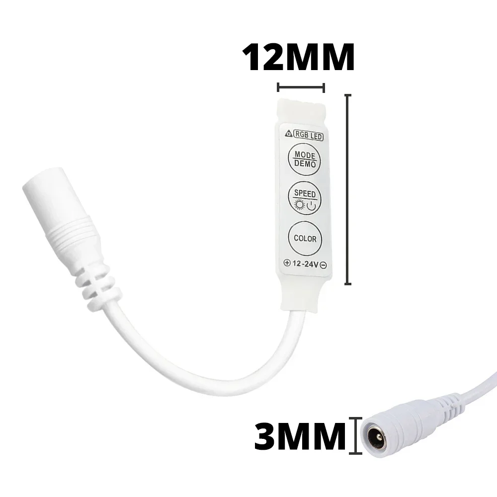 Controller Mini IR 3key LED Light Strip RGB Dimmer Switch DC 12-24V Seven Color Remote Connector Home Atmosphere Decoration Lamp