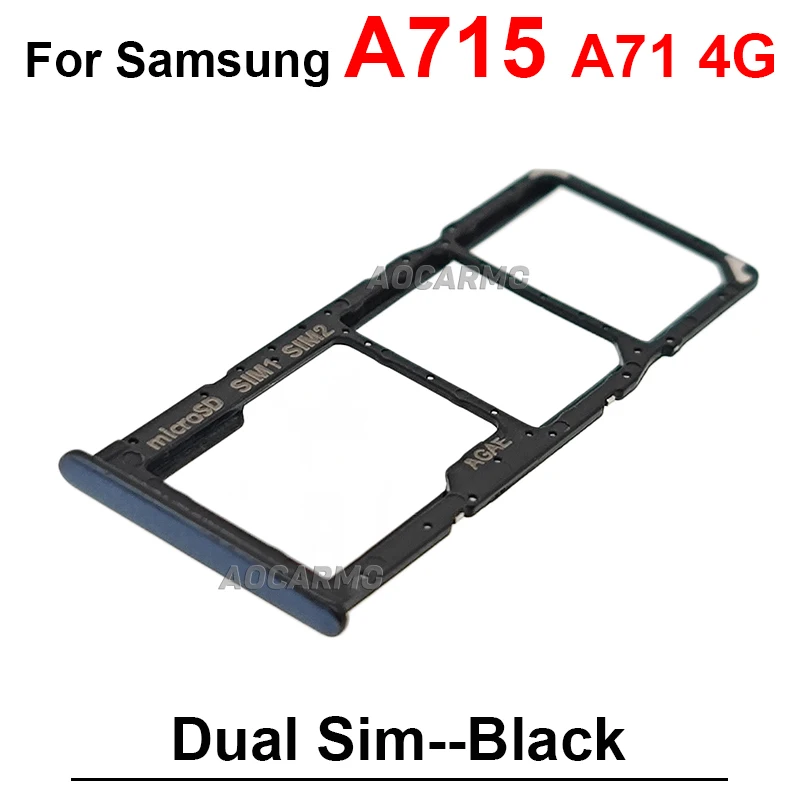 For Samsung Galaxy A71 4G A7150 A71 5G A7160 Single Sim / Dual Sim Card SD Sim Tray Holder Socket Slot Replacement Parts