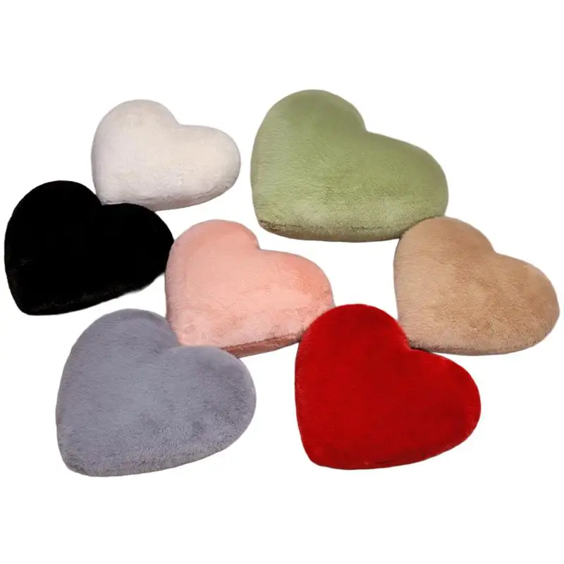 

3 Sizes Fluffy Heart Plush Pillow Stuffed Colorful Cushion Soft Decoration Say Love Confession Propose Valentine's Day Gift