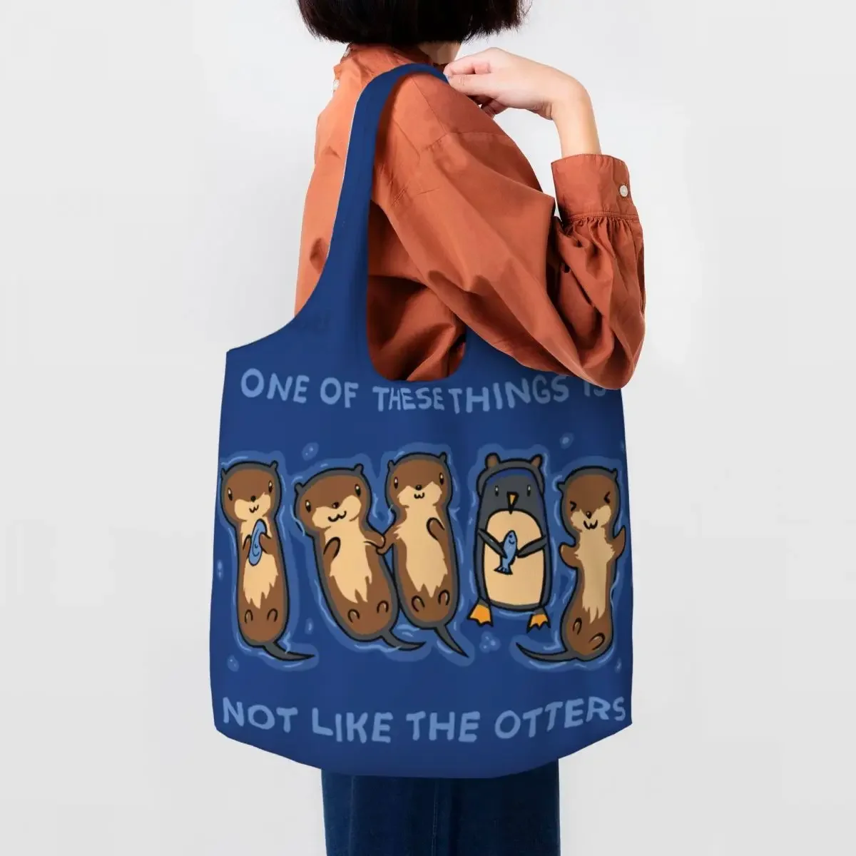 Funny Not Like The Otters Shopping Tote Bag Reusable Canvas Groceries Shoulder Shopper Bags Photography Handbag