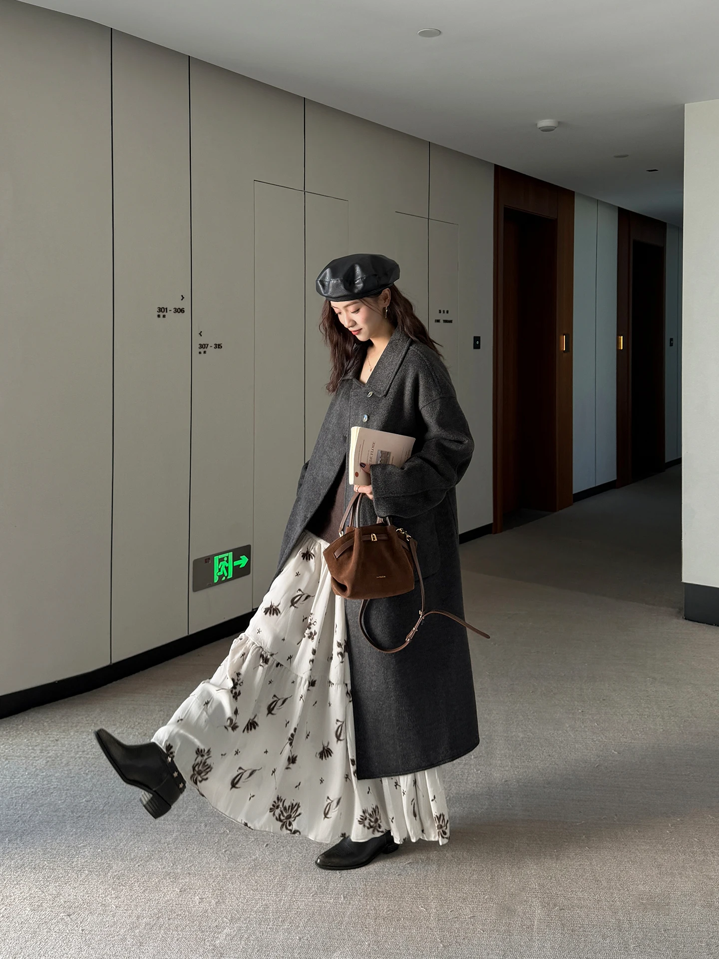 

ay Double-Sided Woolen Coat Long Lapel Winter Elegance Outerwear Korean Sle Straight Cut Thiened Long Sve Women's Coat