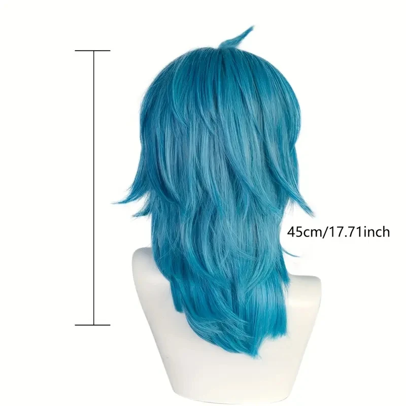 Artificial medium-length straight blue Salic cosplay hairstyle with bangs - heat-resistant, synthetic, perfect for Halloween image 2