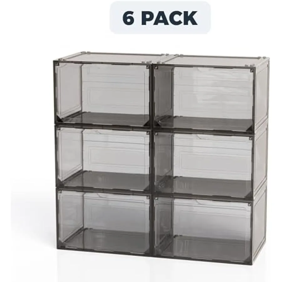 Stackable Plastic Storage Bins 6-Pack 11