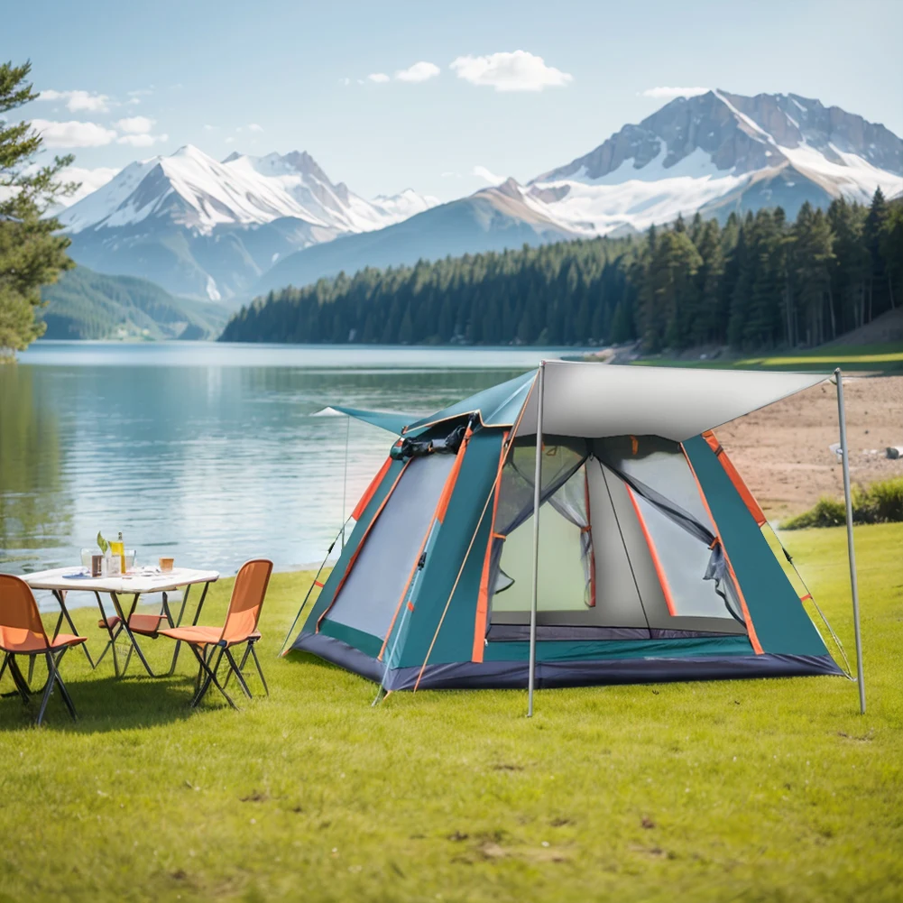 Tenda automatica ad apertura rapida con tenda pieghevole da esterno a baldacchino tenda esagonale portatile con protezione solare per famiglie