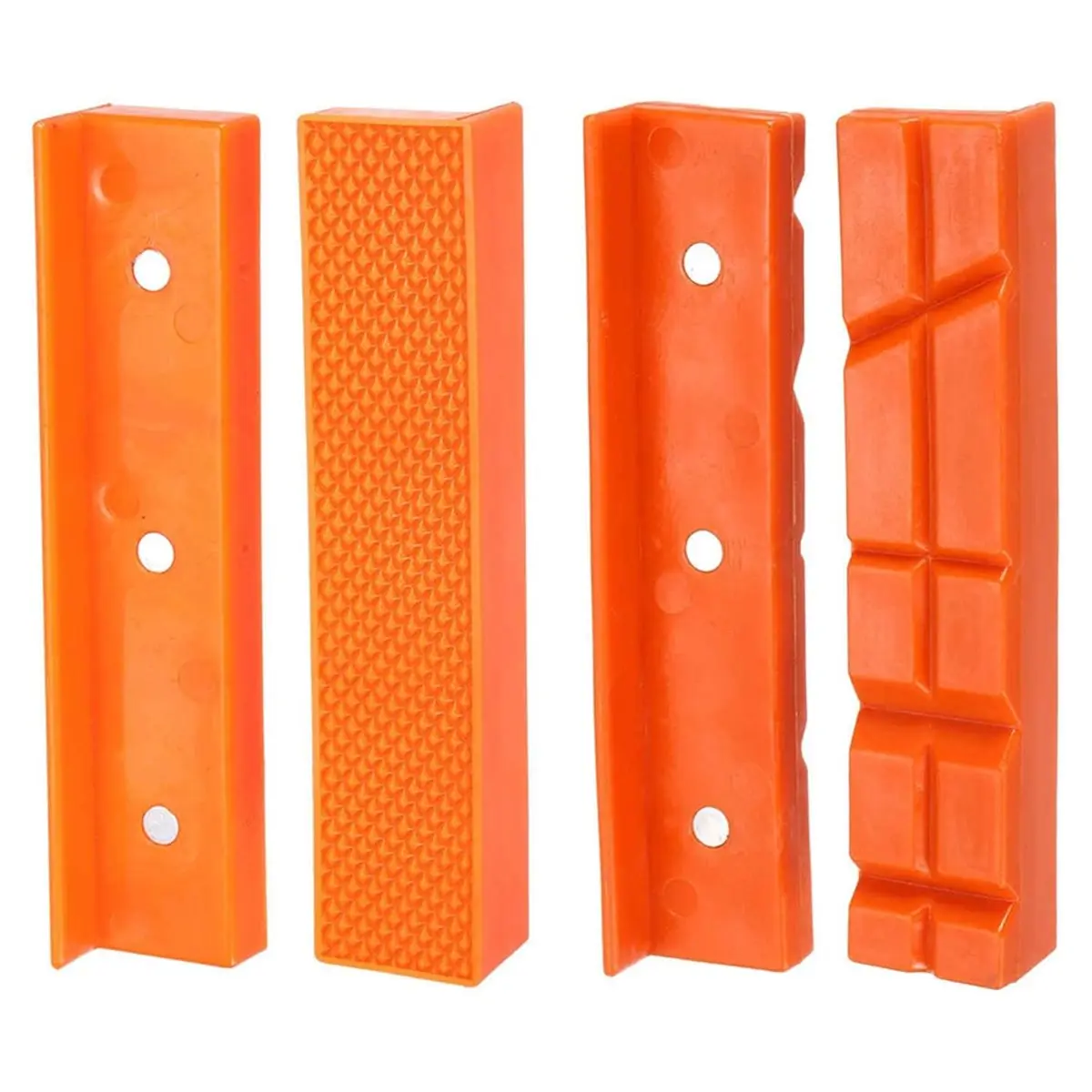 ABZT 2set Magnetic Vise Jaws 5 Inch Magnet Plain Grooves & V-Grooves Soft Rubber Bench Jaw Pad Covers Multi-Purpose Protector