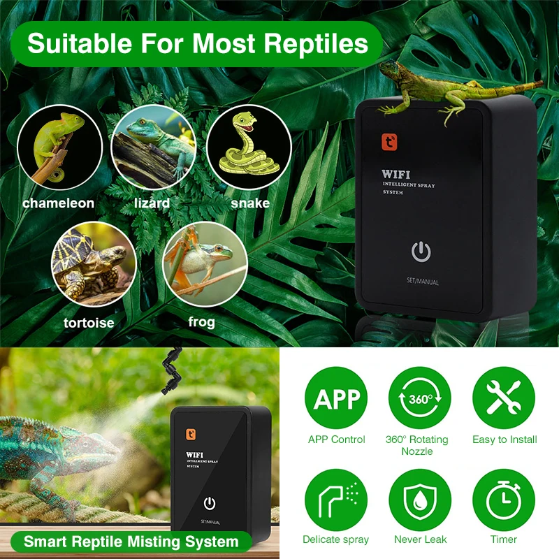 Smart WiFi Reptile Humidifier APP Control Spray Misting System Automatic Rainforest Spray Kit for Terrariums Irrigation Timer