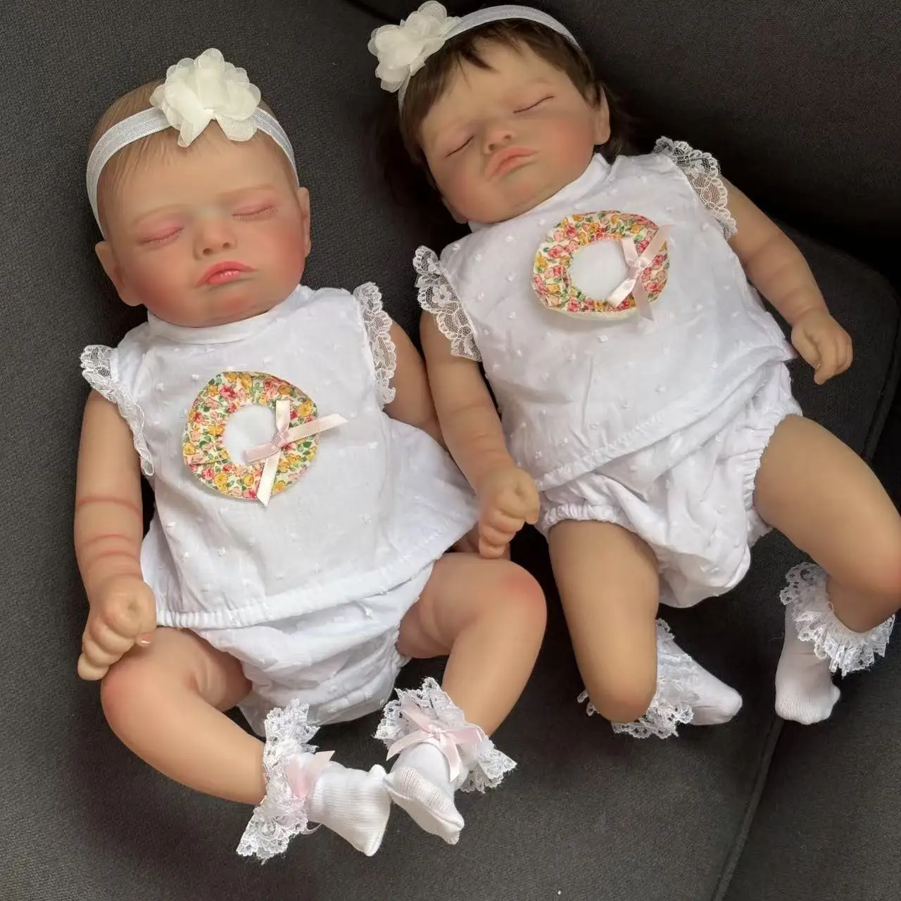 Rosalie Slapende Reborn Pop 18'' Handverf Haar/Handgeworteld Haar Levensechte Meerdere Lagen Schilderen 3D Huid Zichtbare Aderen