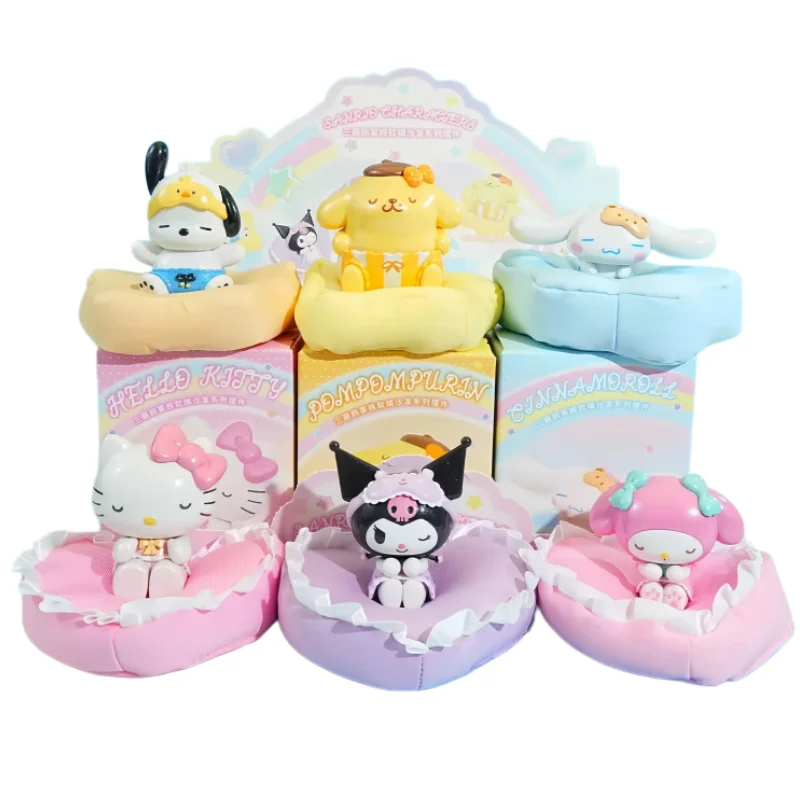 Sanrio Figuren Slaaphouding Serie Blind Box Anime Figuren My Melody Hello Kitty Kuromi Ornament Model Speelgoed Cadeau
