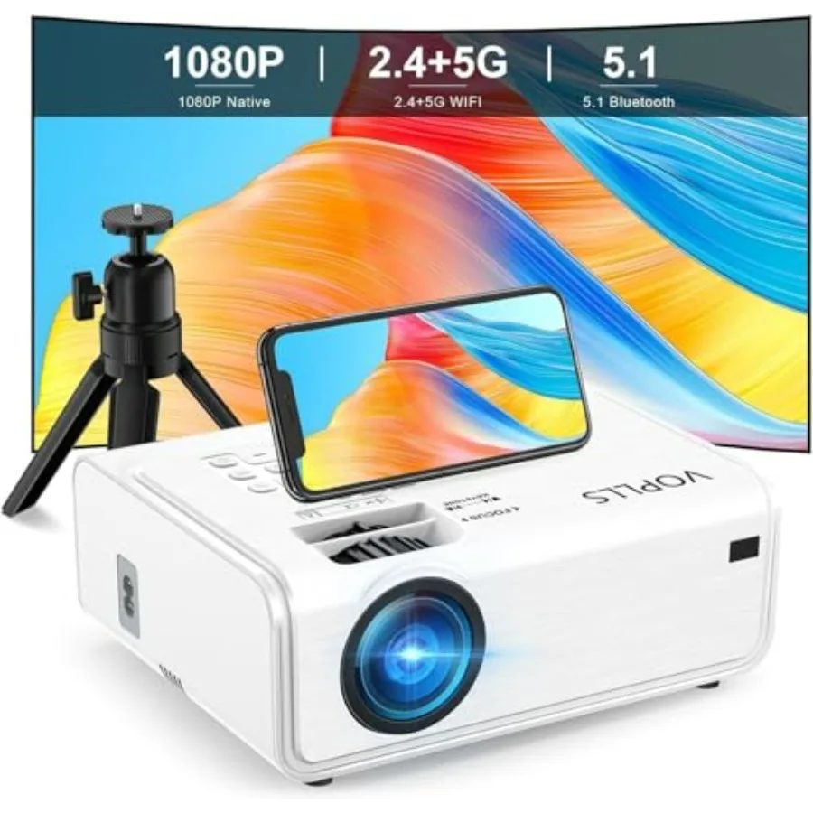 

Портативный проектор Electric Focus Native 1080P для улицы с Wi-Fi и Bluetooth для домашнего кинотеатра, поддерживает разрешение 4K