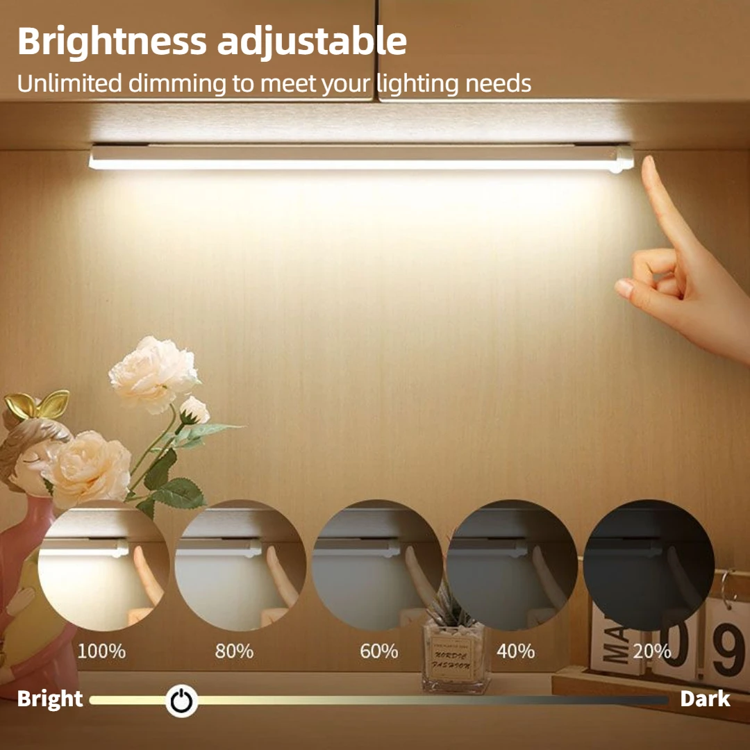 Luz Noturna LED Recarregável USB, Detector Regulável, Armário, Roupeiro, Parede, Escada, Cozinha, Lâmpada Decorativa