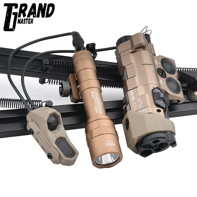 WADSN Tactical MAWL-C1 Red/Green/Blue VIS IR Fill Strobe LED Light & Surefir M600U Hunting Flashlight  & AXON Dual Remote Switch