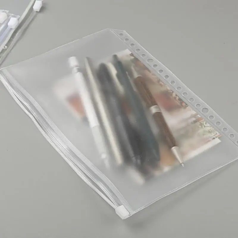 A5 File Holder Standard Transparent A6 A7 PVC Loose Leaf Budget Binder Pouch with Zipper Filing Organizer School Supplies
