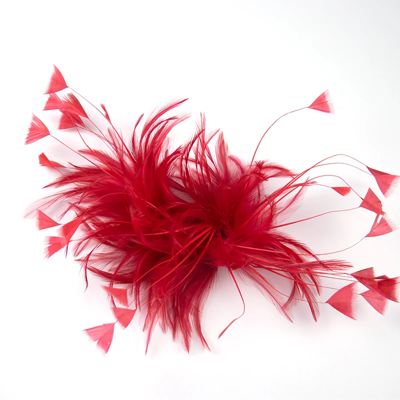 Rote Feder-Blumen-Brosche, natürliche Plumas-Pin, Hochzeit, Party, Kopfschmuck, Dekor für Frauen, DIY-Handwerk, Schmuck, Kleid-Dekoration