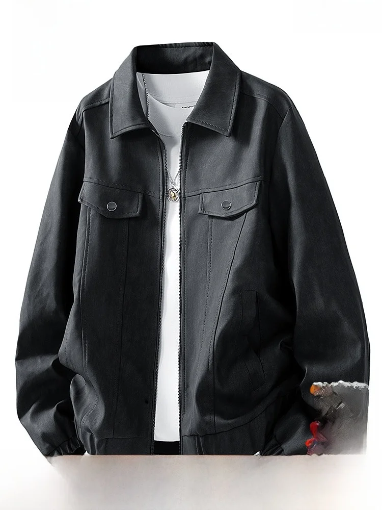 

Lormen Men's Faionable ort Collar Leather Jaet Casual Workwear Outerwear Simple Sli Autumn New Arrival