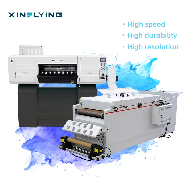 Newest hot selling a1 60cm dtf printer 5 heads i3200 with lengthened powder shaker and oven